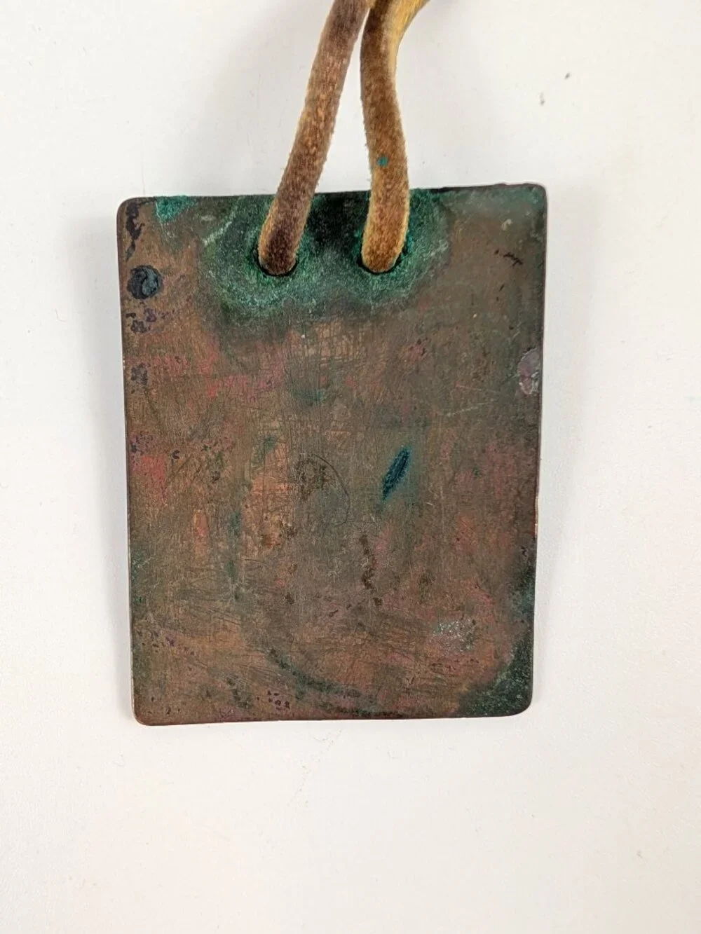 Vintage Artist Made Enamel Copper Pendant Necklace